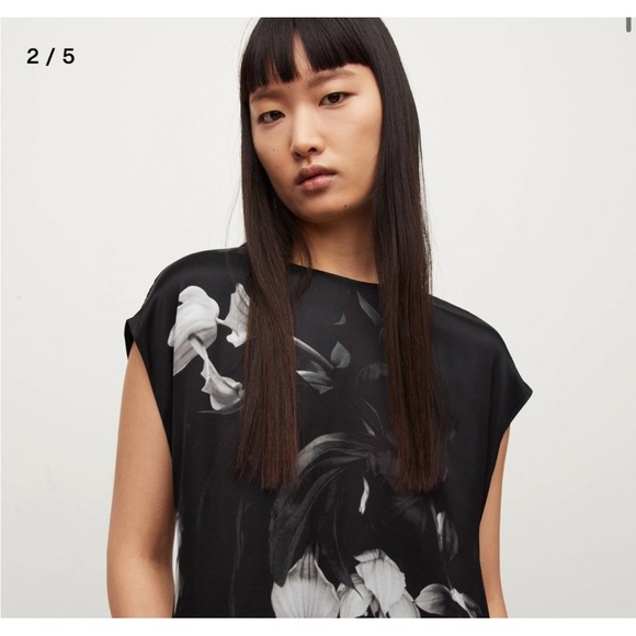 NWT All Saints Gian Kosumoso Dress Black Floral Sz 0 $329 - Picture 3 of 10